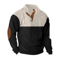 KZZ Men's Color Block Casual Hoodie, Half-Zip Long-Sleeve Sweatshirt