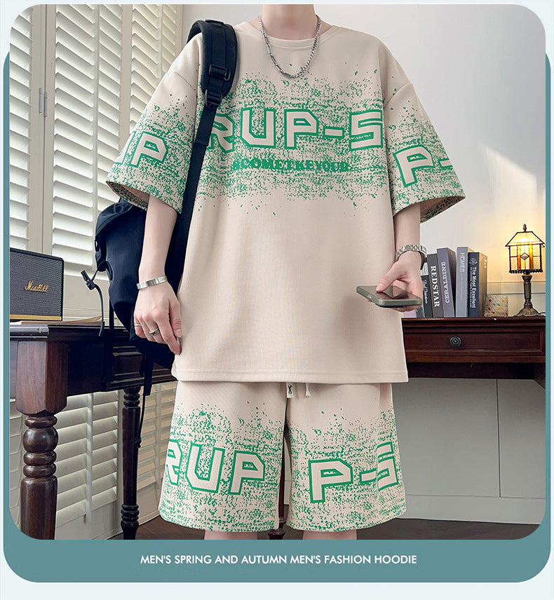 KZZ Trendy letter print short-sleeved menswear