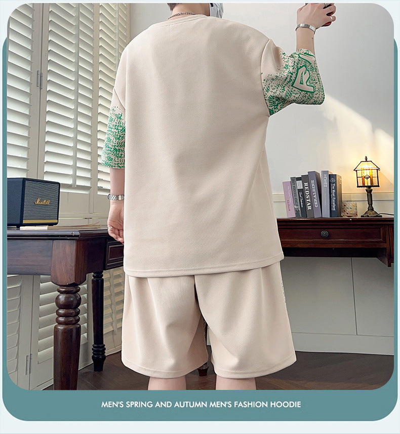 KZZ Trendy letter print short-sleeved menswear