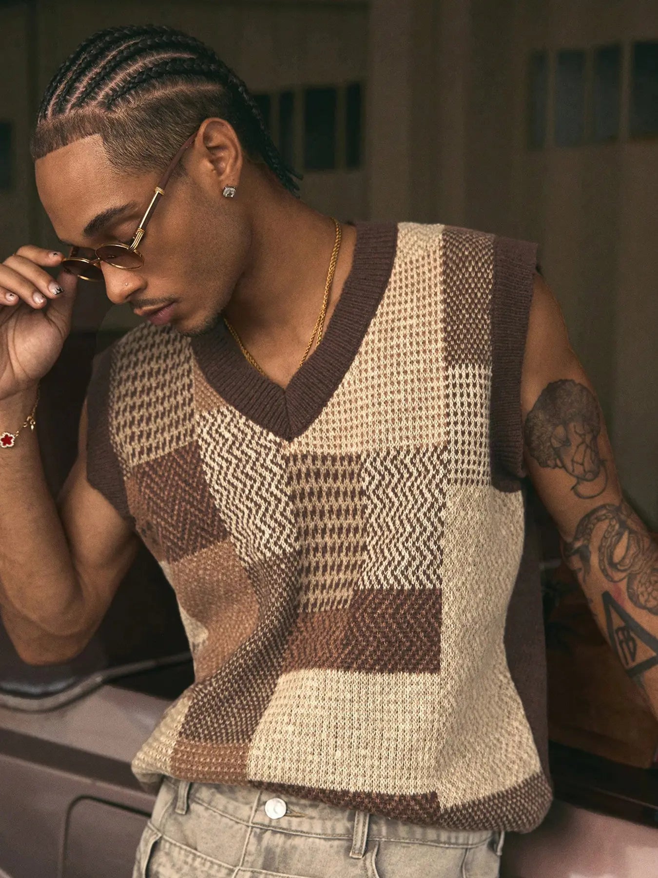 KZZ Unisex Retro Knitted Vest