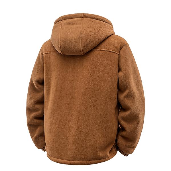 KZZ Men's Fleece Jacket - Sherpa Lined Hooded Full Zip Up Coat