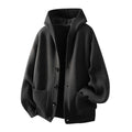 KZZ Men's Sweater: Simple, stylish, versatile, street-style button-up hooded cardigan with long sleeves.