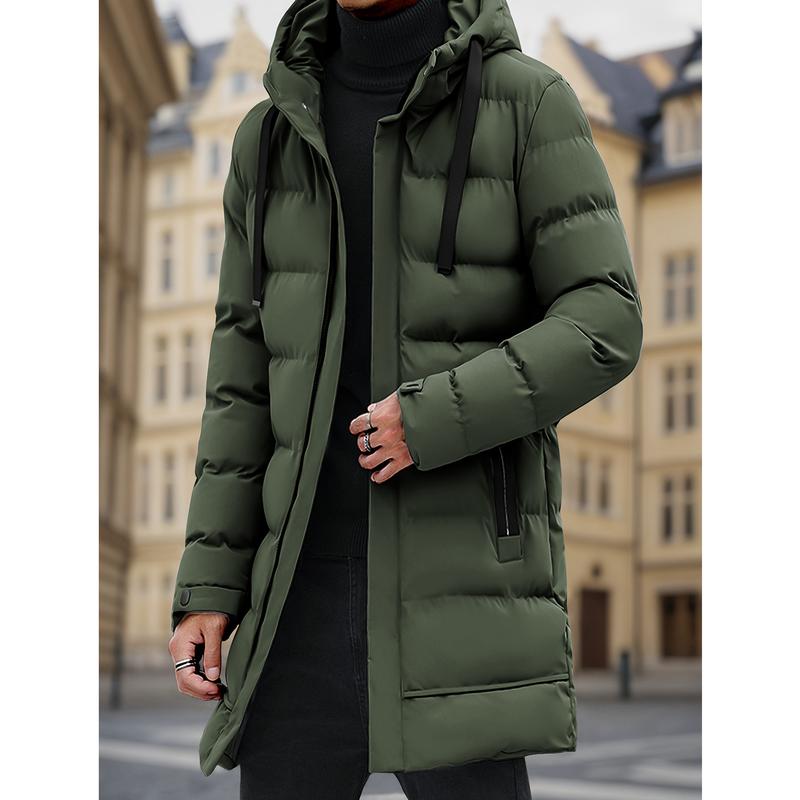 KZZ Men's Heavy-Duty Windproof Winter Coat - Thickened Full-Zip Hooded Jacket