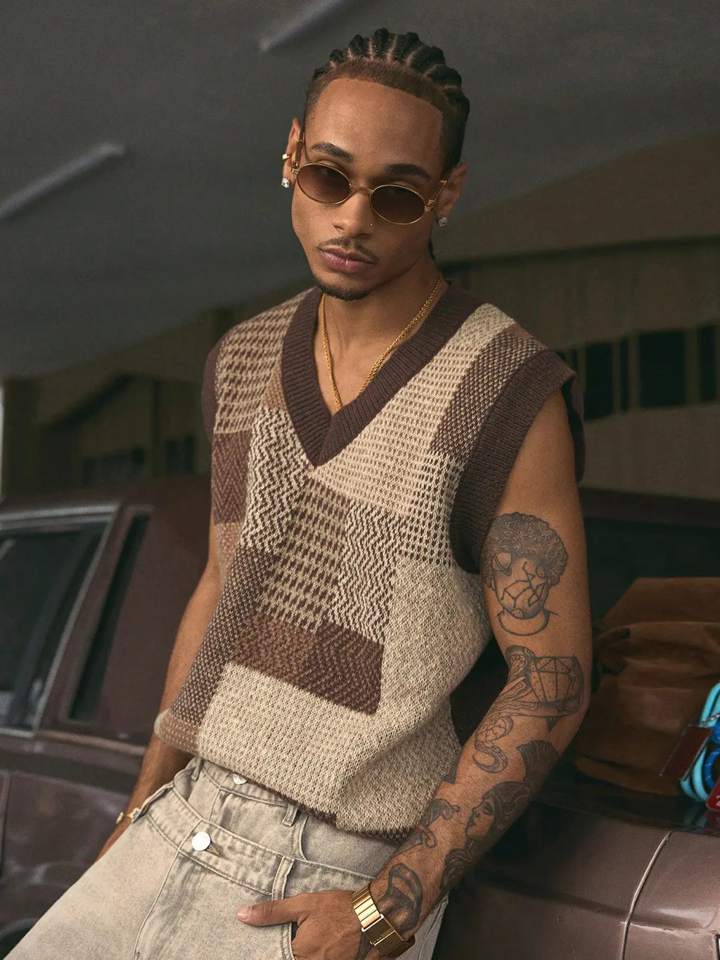 KZZ Unisex Retro Knitted Vest