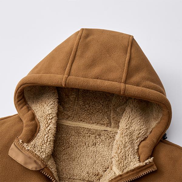 KZZ Men's Fleece Jacket - Sherpa Lined Hooded Full Zip Up Coat