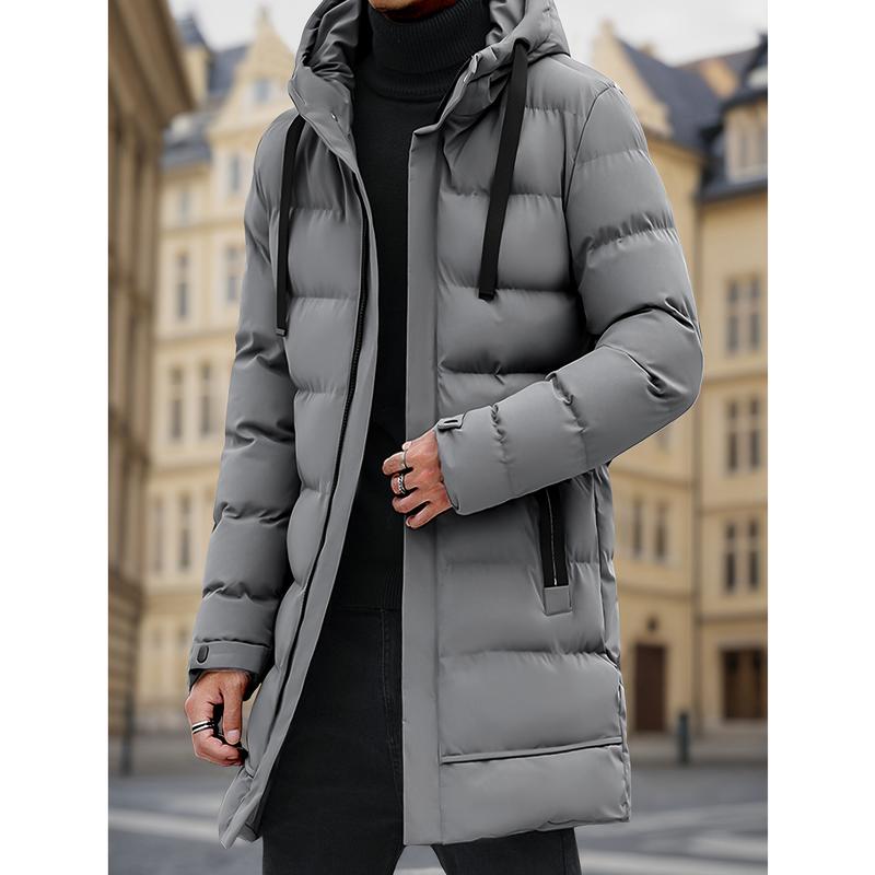 KZZ Men's Heavy-Duty Windproof Winter Coat - Thickened Full-Zip Hooded Jacket