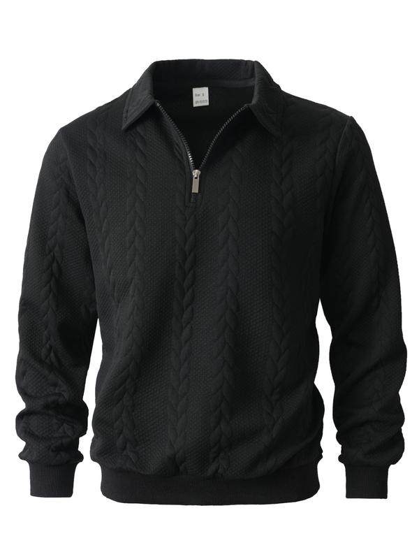 KZZ Men's Fall Winter Outfits  Polo Neck Long Sleeve Sweatshirt for Daliy Wear