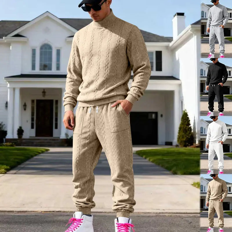 KZZ Men's Textured Knit Two-Piece Set