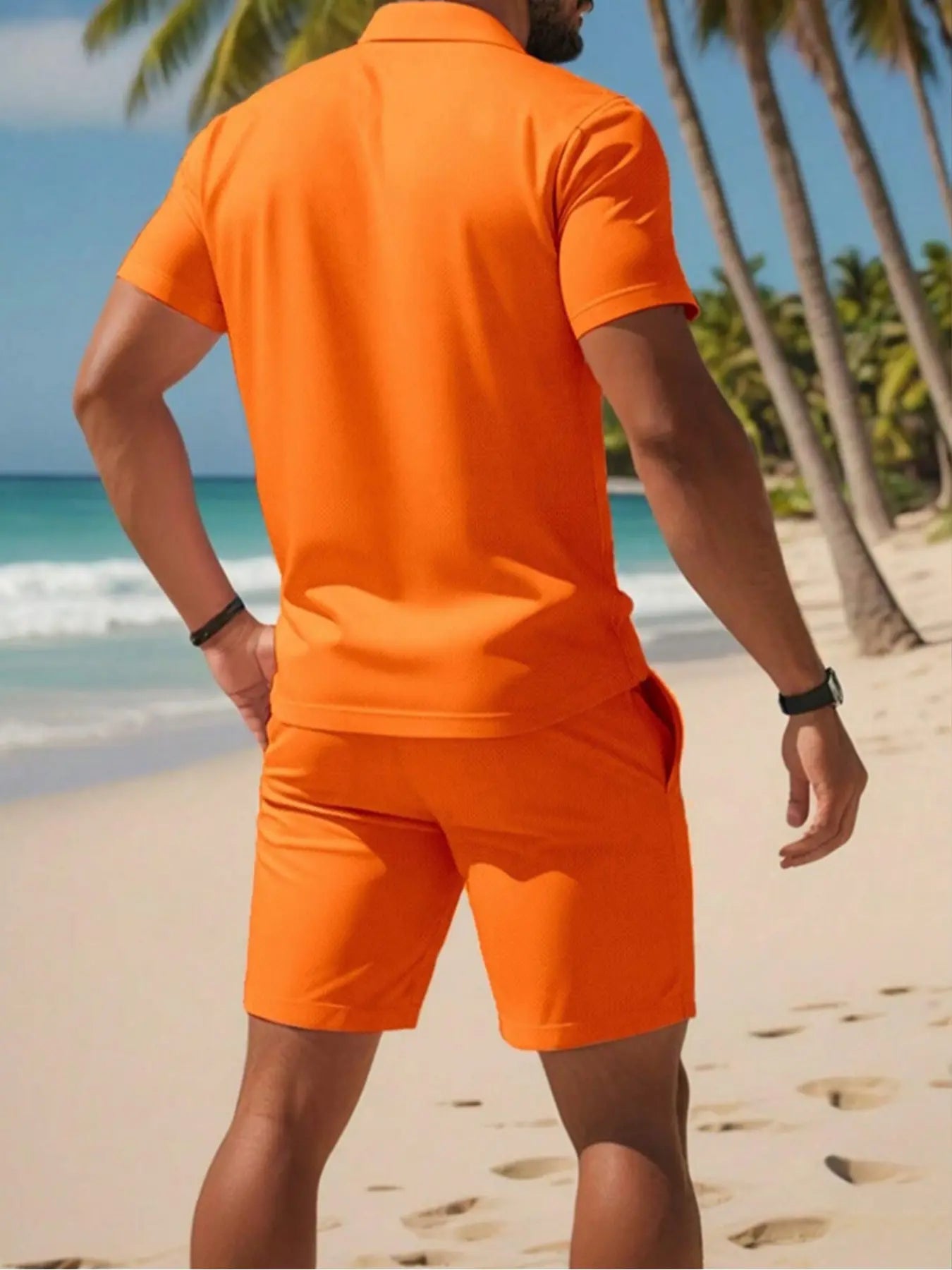 KZZ Casual sportswear versatile slim fit short-sleeved fashion suit for men