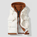 KZZ Men's hooded colorblock quilted vest, trendy and warm
