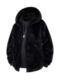 KZZ Men's Winter Fashion Fleece Jacket, Trendy Leopard Print Double-Sided Warm Coat