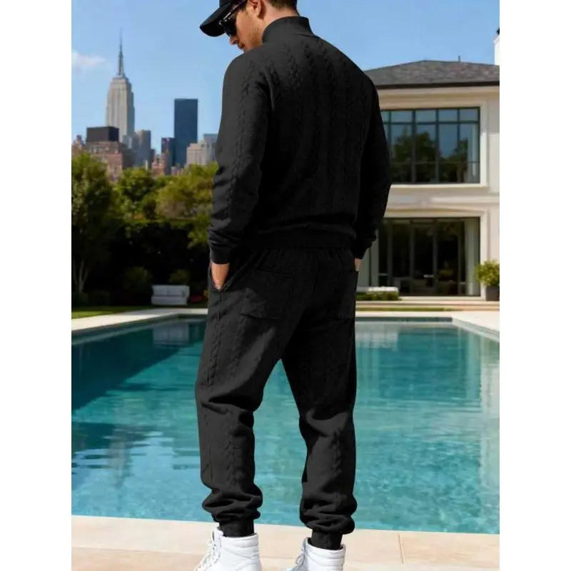 KZZ Men's Textured Knit Two-Piece Set