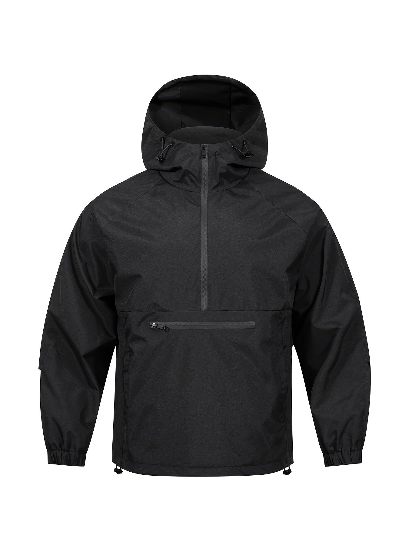 KZZ Men's Solid Color Half Zip Pocket Hooded Jacket