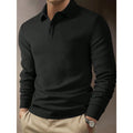 KZZ Men's Casual Plain Knit Long-Sleeve Polo Shirt