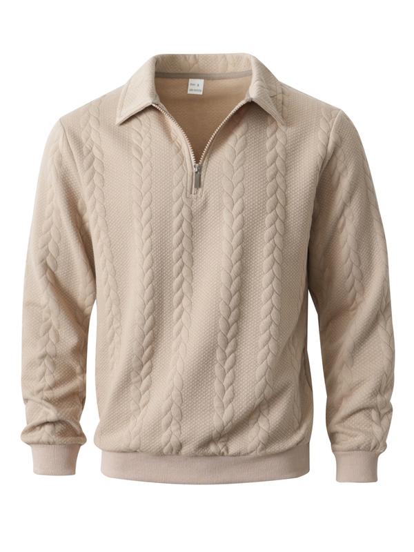 KZZ Men's Fall Winter Outfits  Polo Neck Long Sleeve Sweatshirt for Daliy Wear