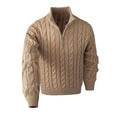 KZZ Men's solid color zipper sweater, fashionable knit long sleeved