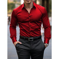 KZZ Men's solid color long-sleeved formal casual business shirt