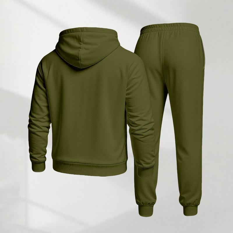 KZZ Men's Polo Pattern Print Hoodie and Drawstring Sweatpants Set
