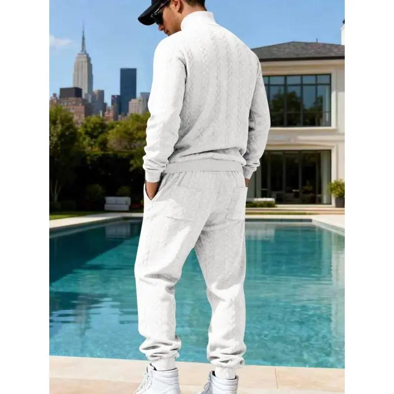 KZZ Men's Textured Knit Two-Piece Set
