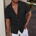 KZZ Men's casual striped short-sleeved shirt