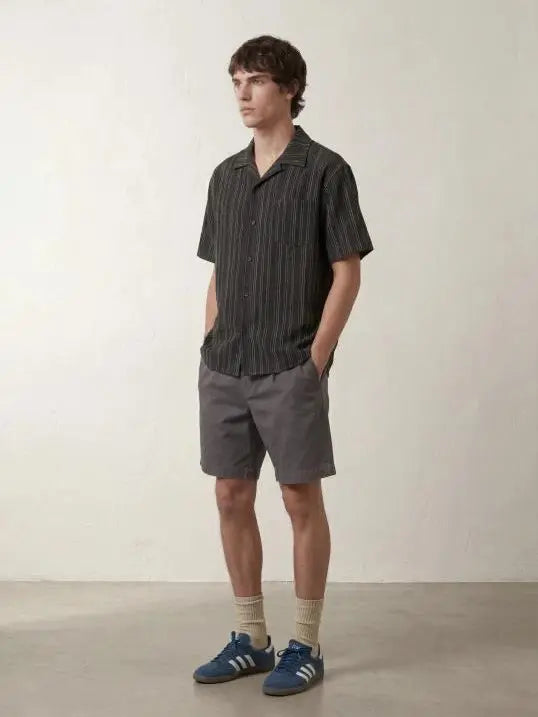 KZZ Men's Loose-Fit Striped Collared Shirt