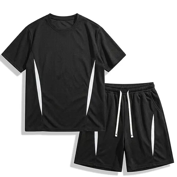 KZZ Men's Summer Waffle-Knit Athleisure Set