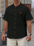 KZZ Plus Size Solid Color Short-Sleeve Button-Up Shirt