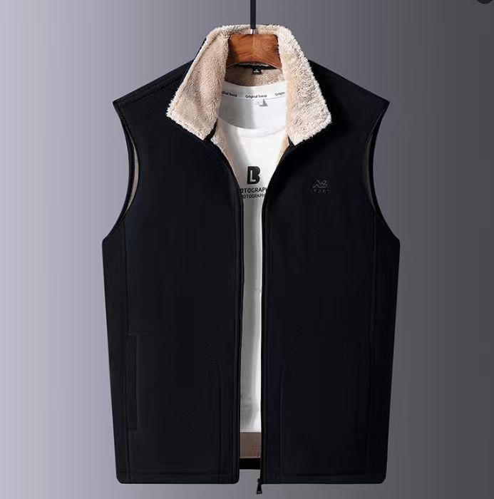 KZZ Men's Winter Outdoor Fleece Vest Sleeveless Jacket Thickly Padded Lined