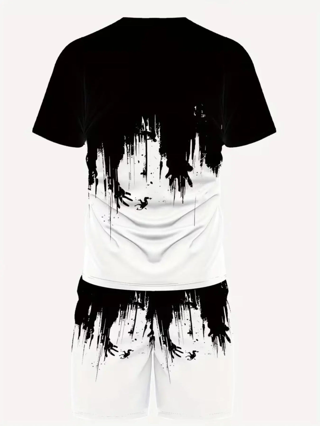 KZZ Men's Geometric Print Short-Sleeve T-Shirt and Athletic Shorts