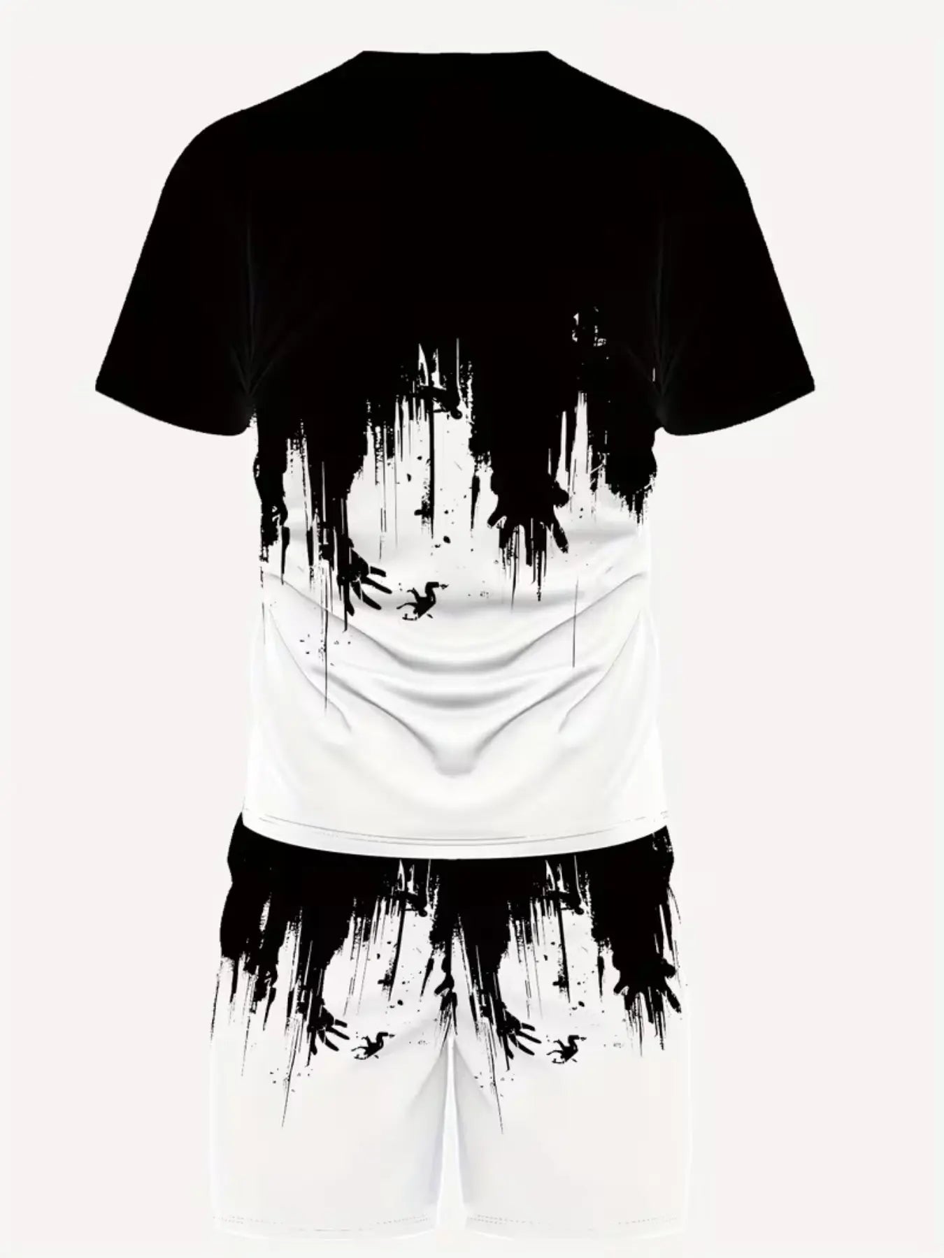 KZZ Men's Geometric Print Short-Sleeve T-Shirt and Athletic Shorts