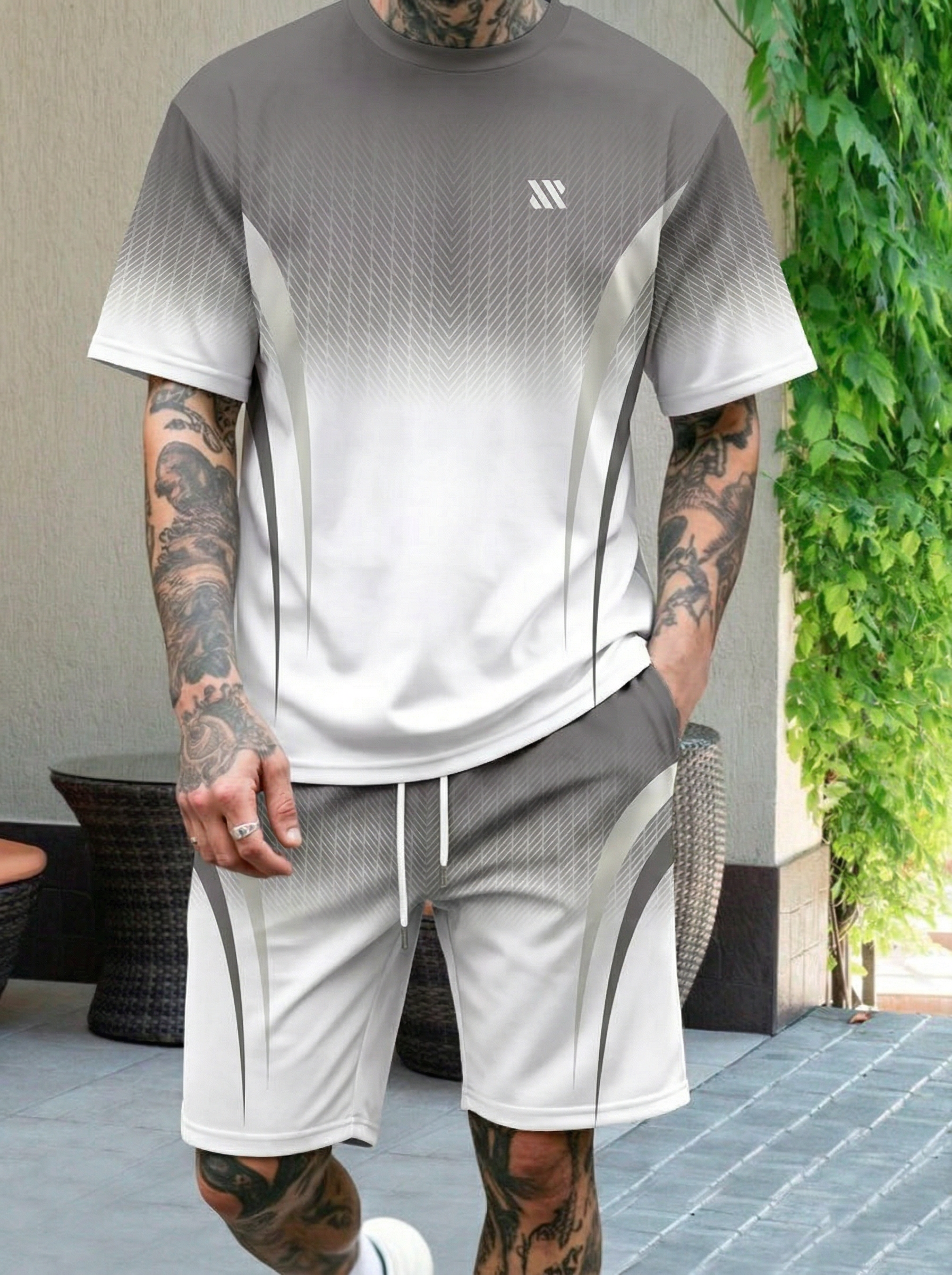 KZZ Men's short Sleeve Gym Training set
