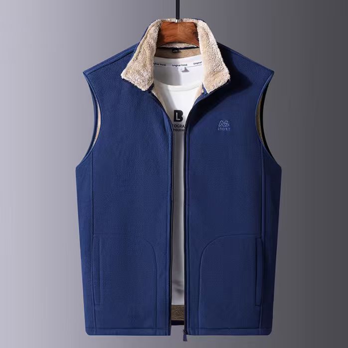 KZZ Men's Winter Outdoor Fleece Vest Sleeveless Jacket Thickly Padded Lined