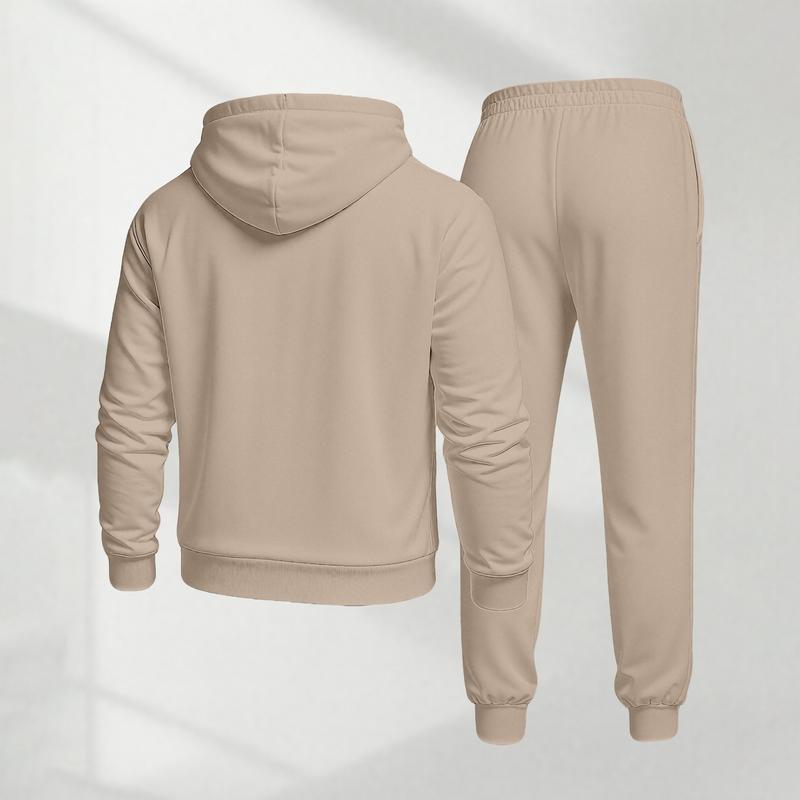 KZZ Men's Polo Pattern Print Hoodie and Drawstring Sweatpants Set
