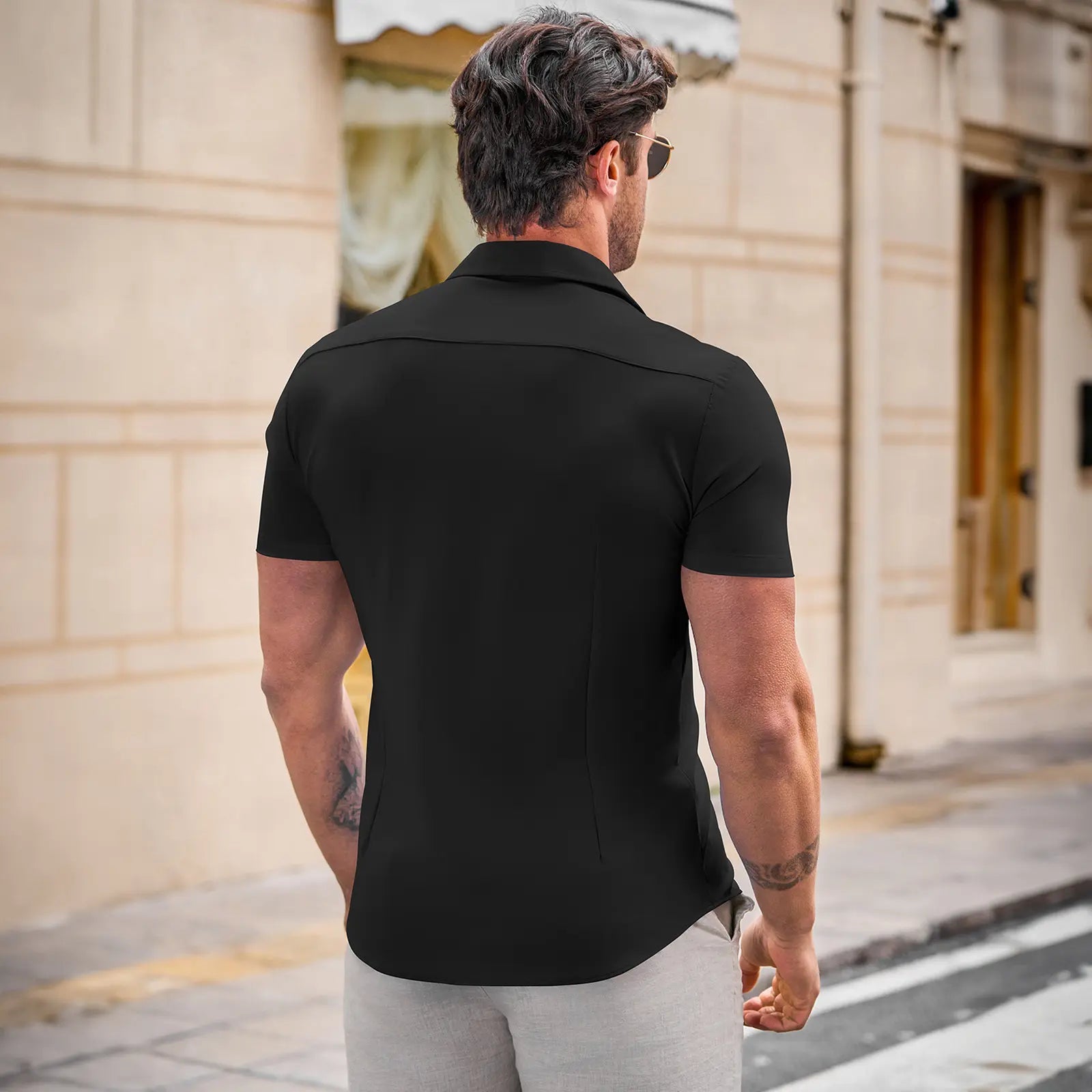KZZ Men's short-sleeved printed shirt