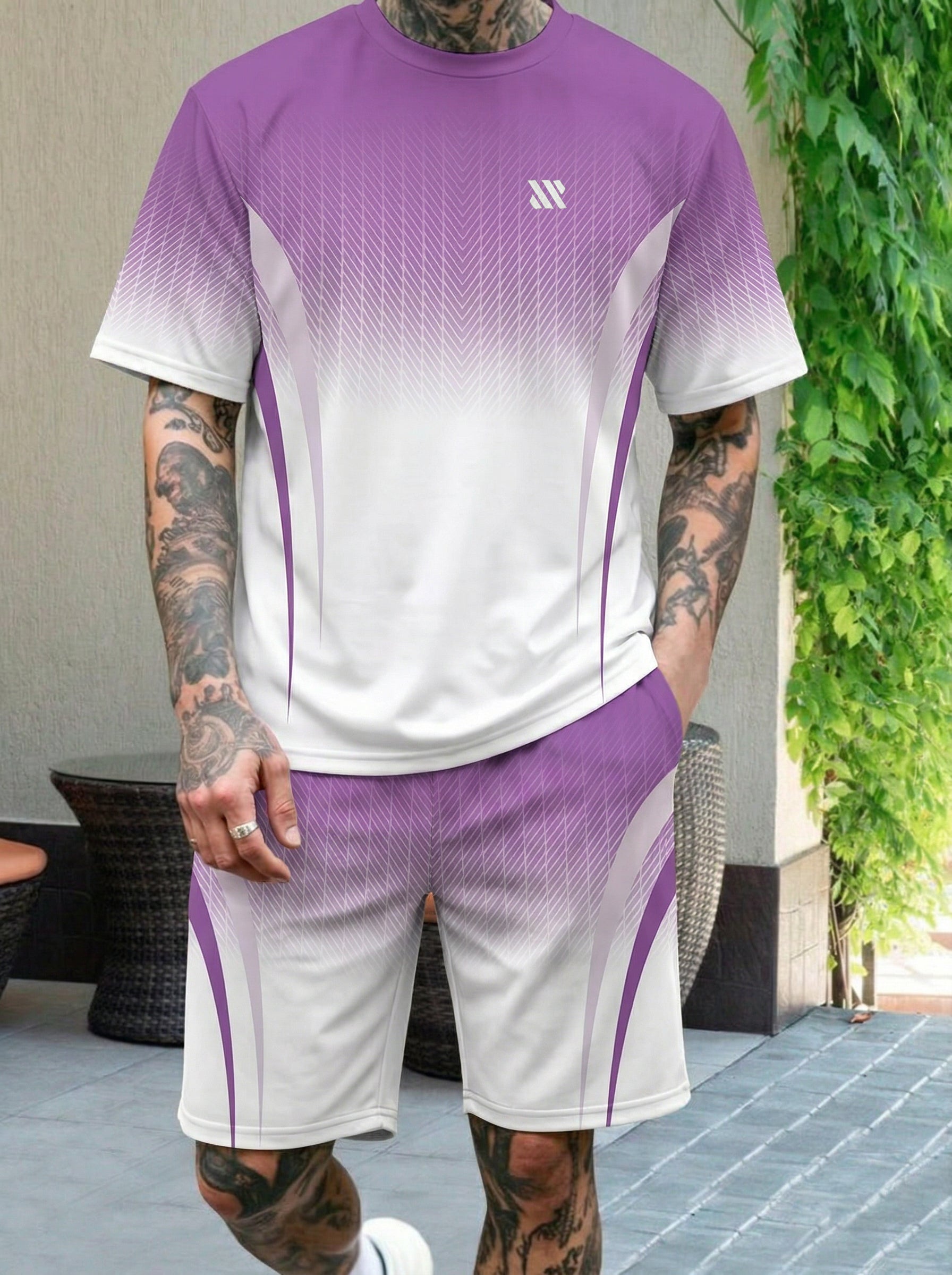 KZZ Men's short Sleeve Gym Training set