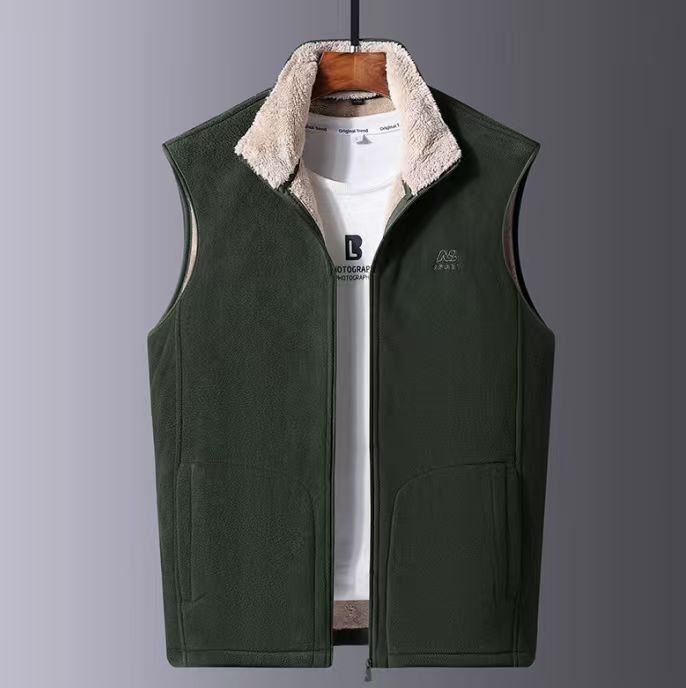 KZZ Men's Winter Outdoor Fleece Vest Sleeveless Jacket Thickly Padded Lined