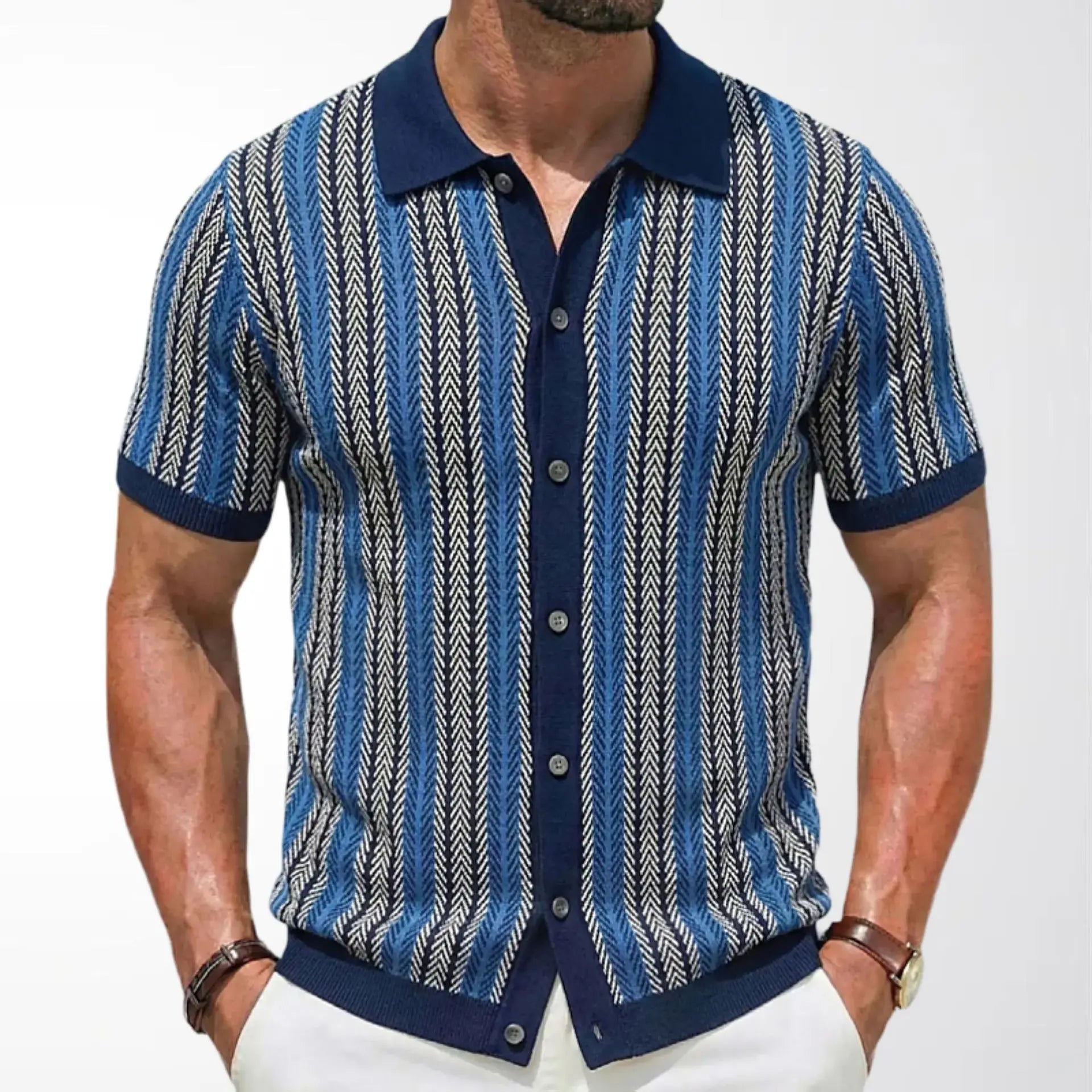 KZZ Men's High-Quality Short-Sleeve Knit Shirt