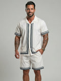 KZZ Casual Vacation Short-Sleeve Shirt and Shorts Set
