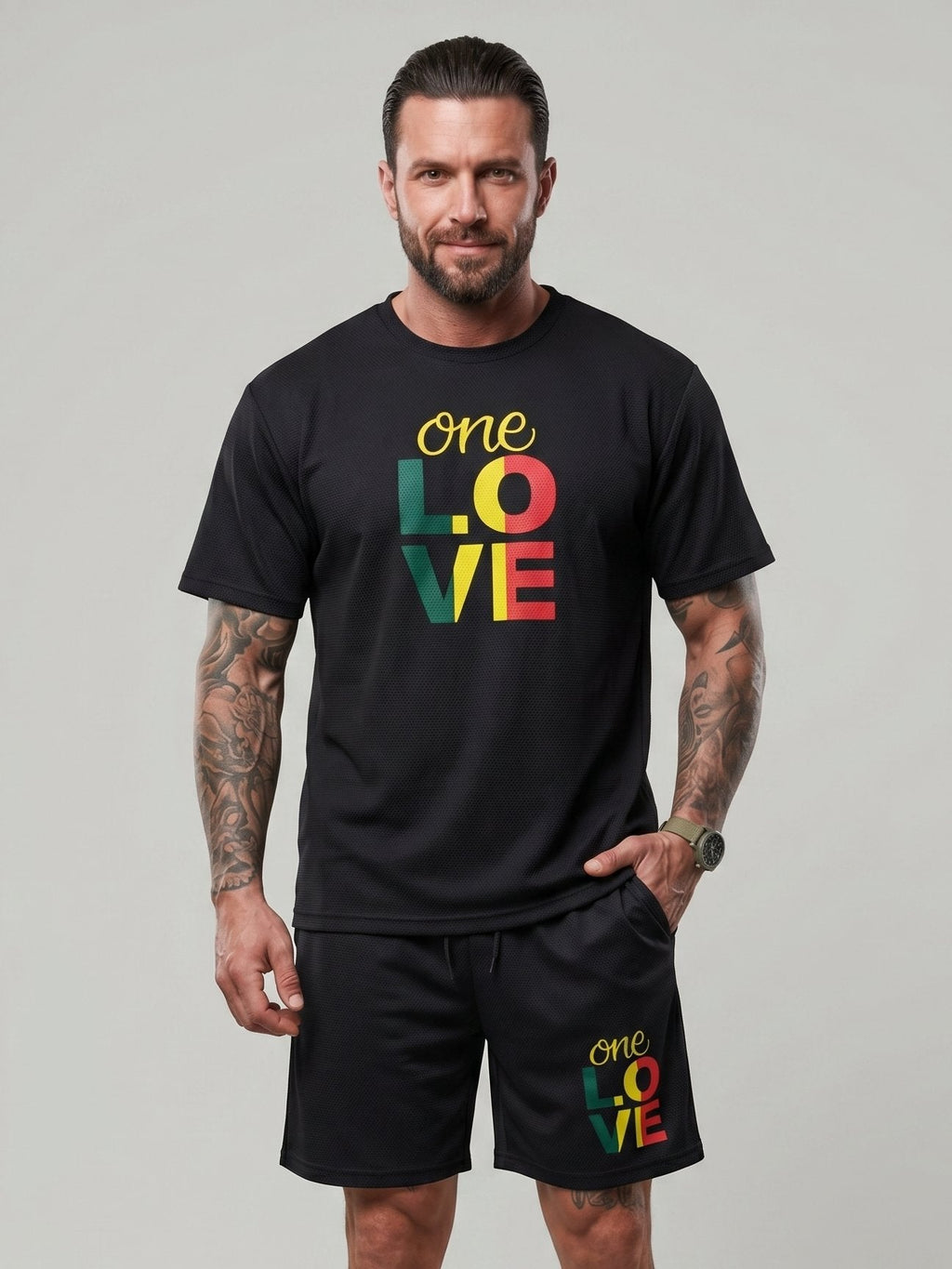 KZZ Men's Printed Two-Piece Set