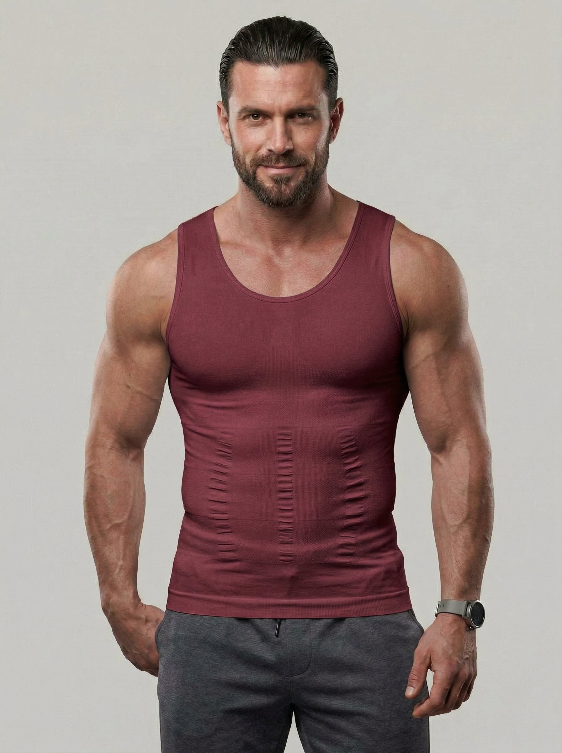 KZZ Men's Solid-Color Slimming & Shaping Vest