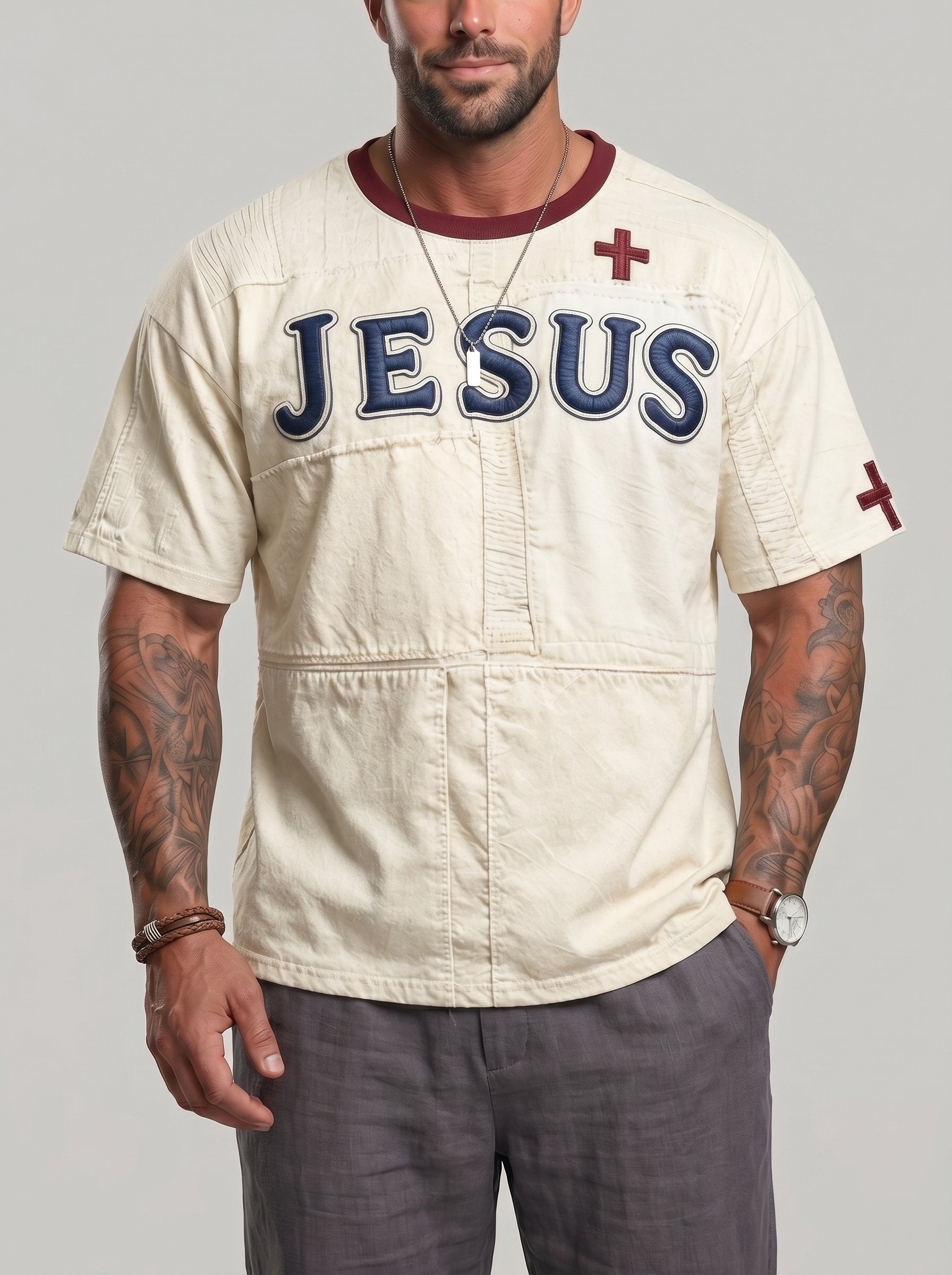 KZZ Paneled Printed Loose-Fit T-Shirt