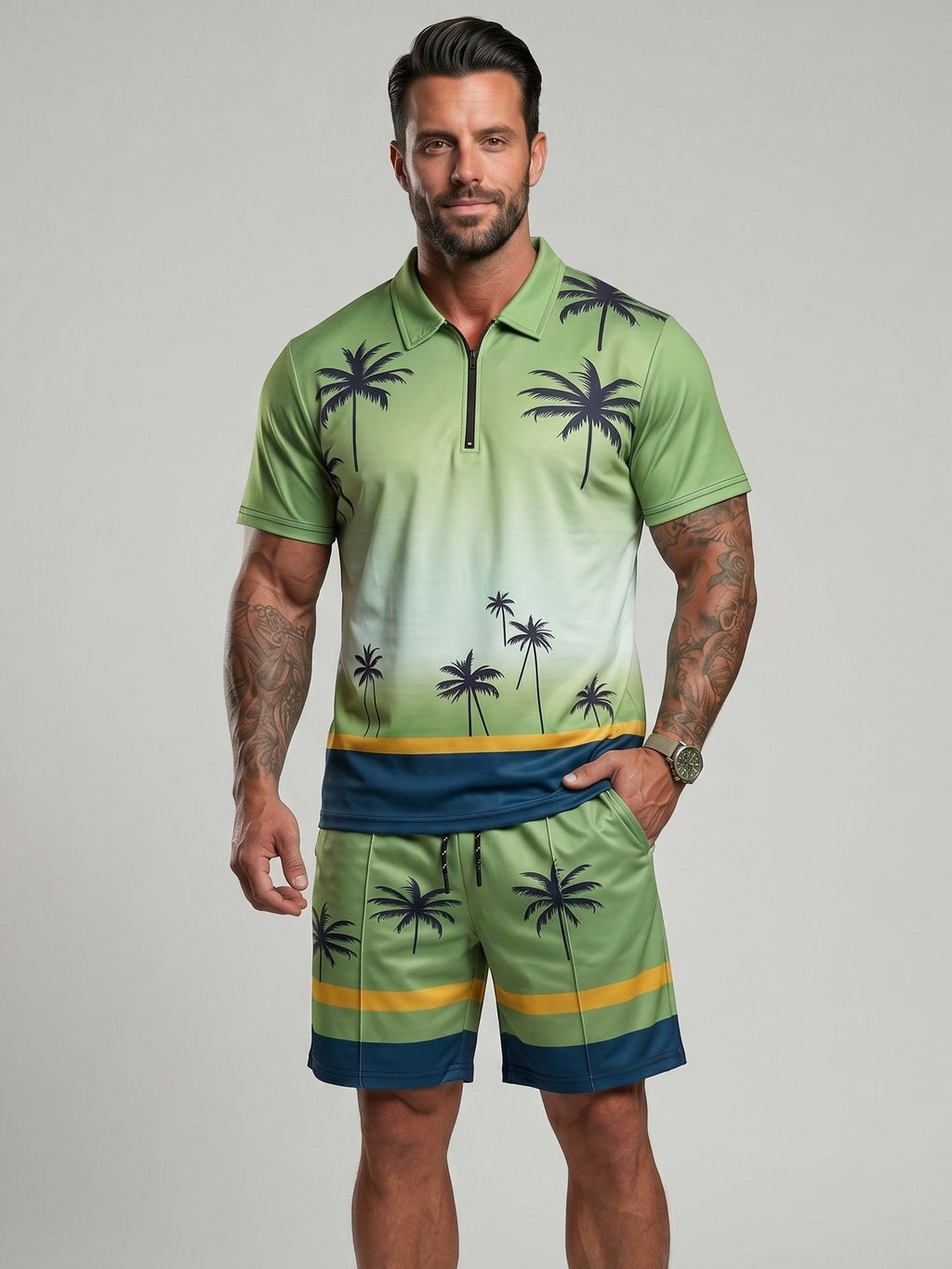 KZZ Regular fit casual polo shirt and shorts
