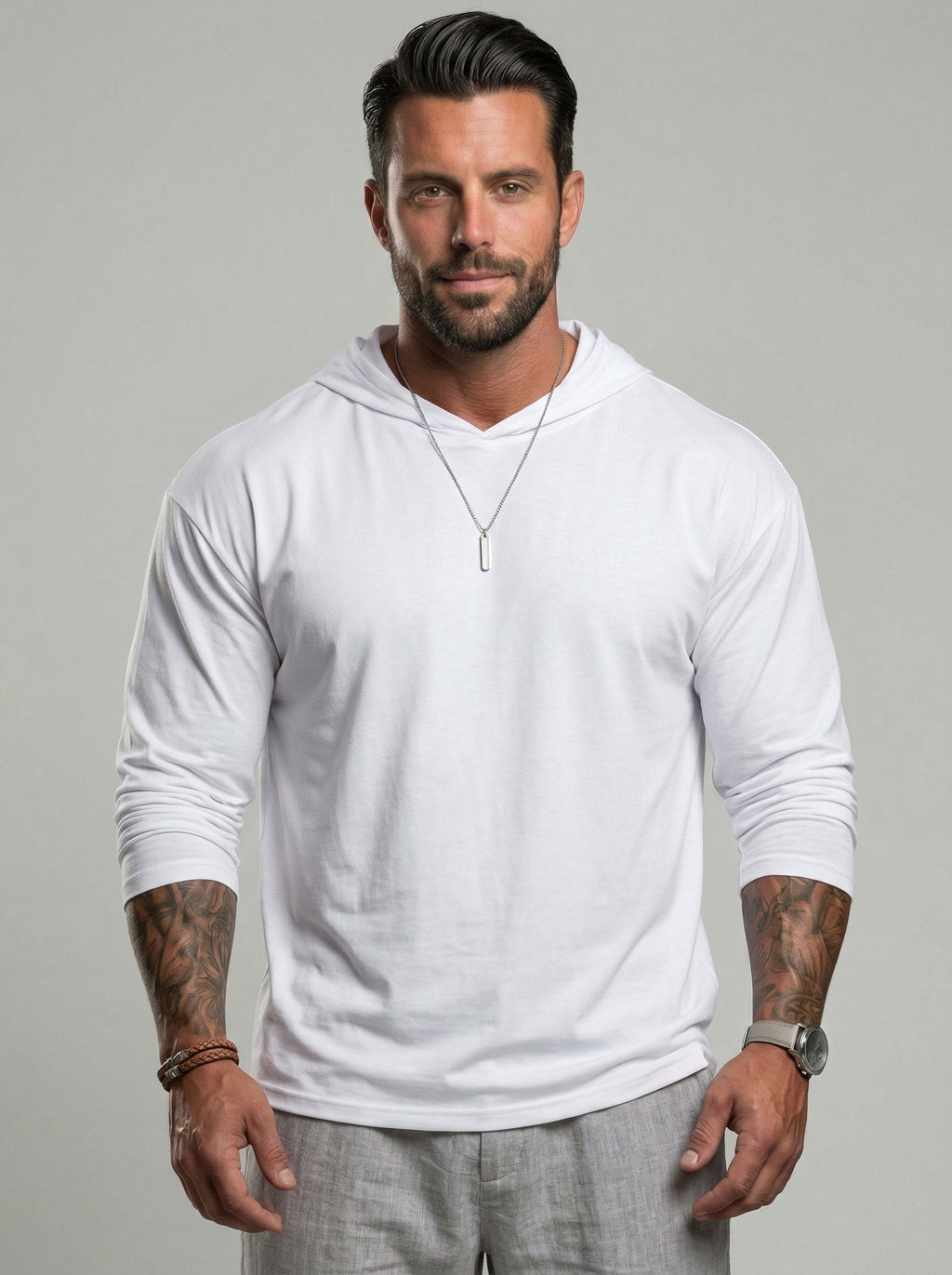 KZZ Hooded Drop-Cut Long Sleeve