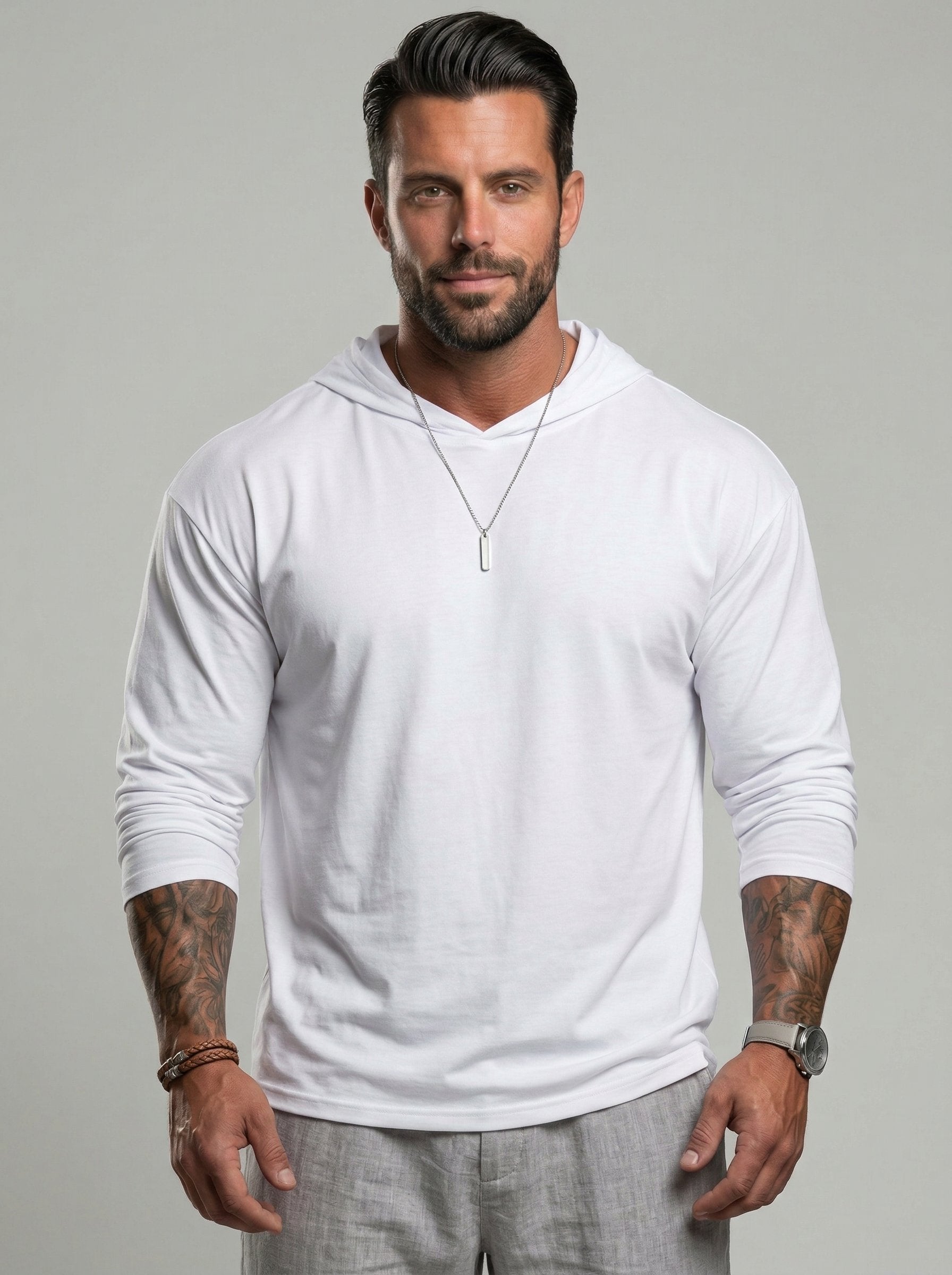 KZZ Hooded Drop-Cut Long Sleeve
