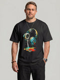KZZ Men's Classic Premium Cotton Crew-Neck T-Shirt with Tropical Print