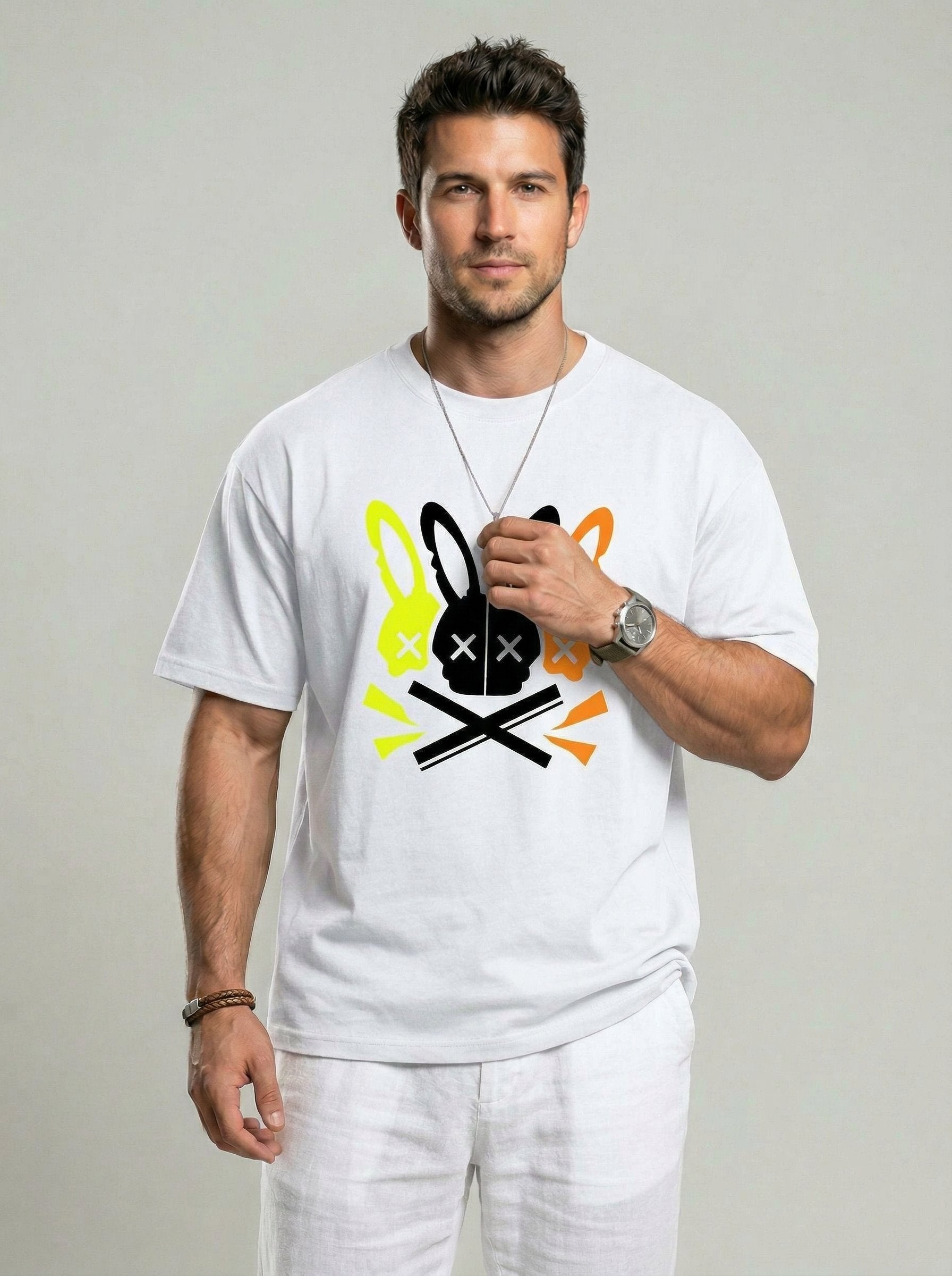 KZZ Men's Casual Crew-Neck T-Shirt