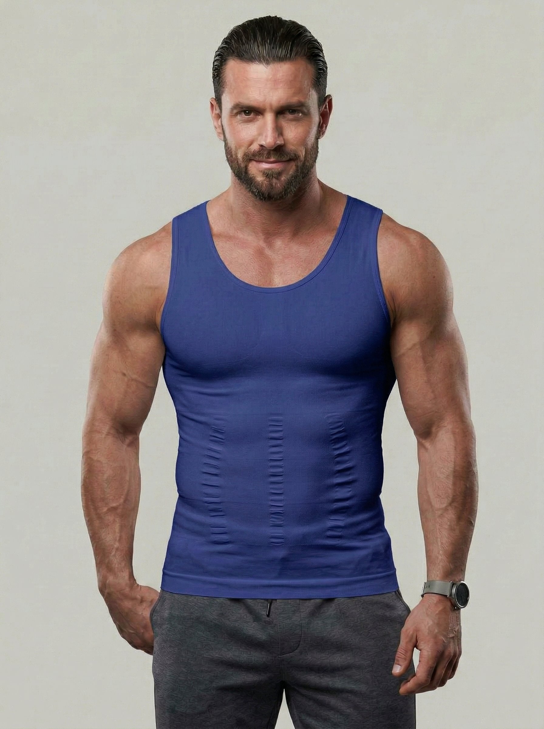 KZZ Men's Solid-Color Slimming & Shaping Vest