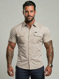 KZZ Durable Short Sleeve Workwear Button Down Shirt