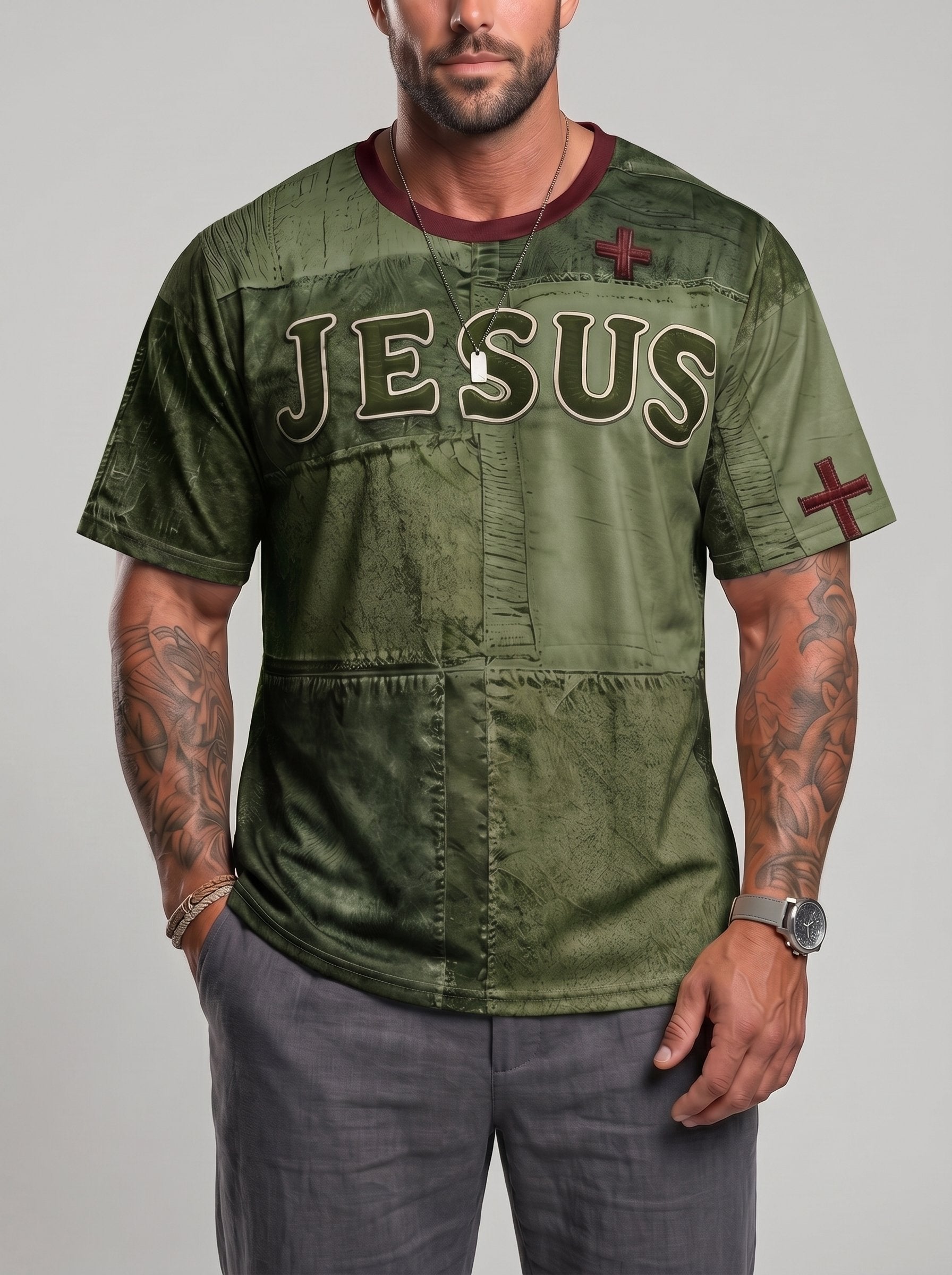 KZZ Paneled Printed Loose-Fit T-Shirt