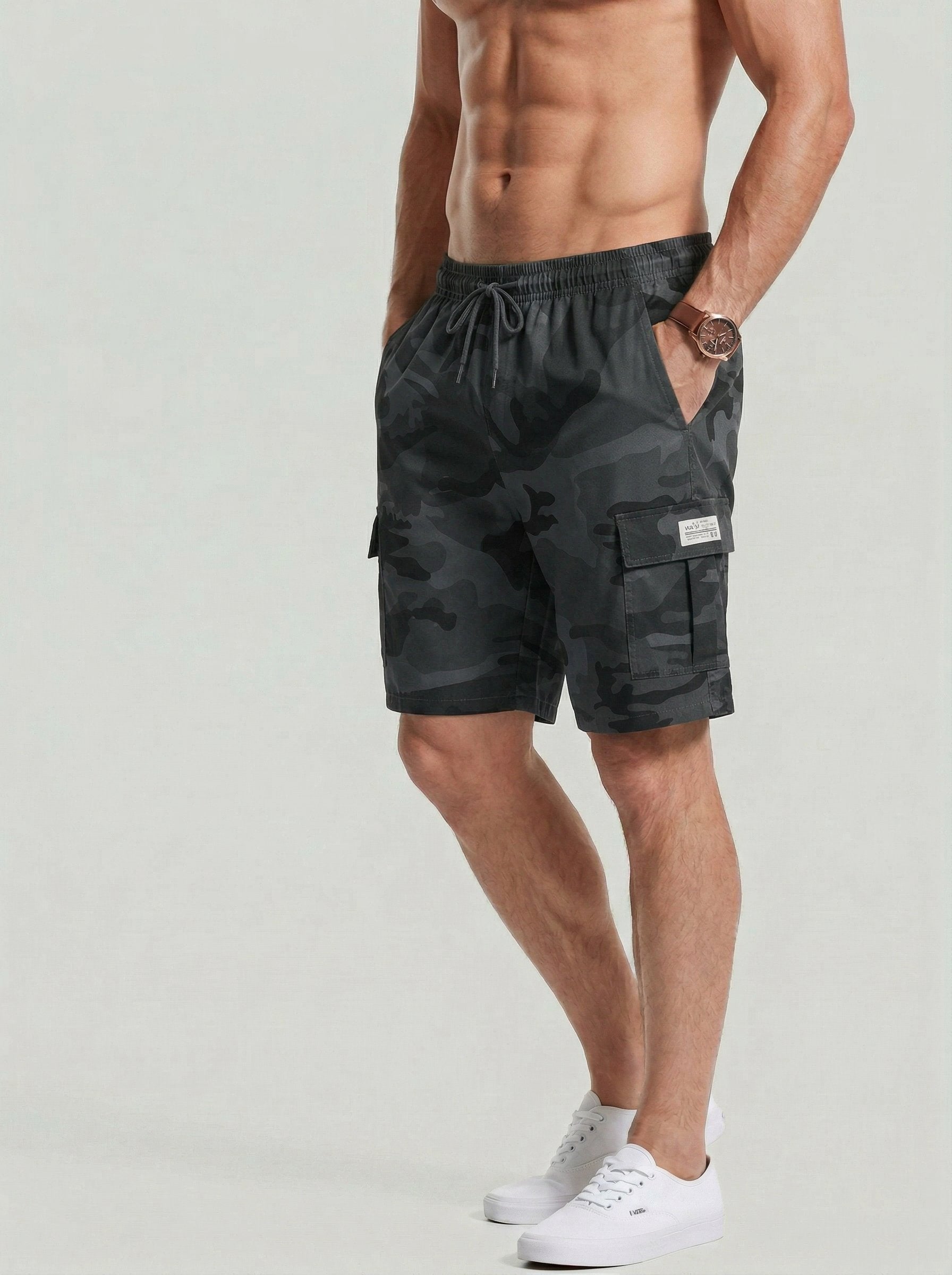 KZZ Men's Camouflage Twill Pocket Shorts
